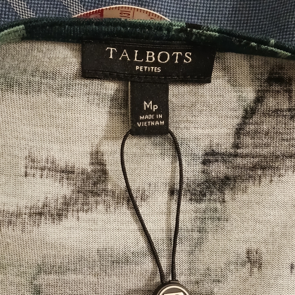 NWT! Women's Talbots Green Top Blouse Shirt Medium Petite  WT- 02 - Picture 6 of 11